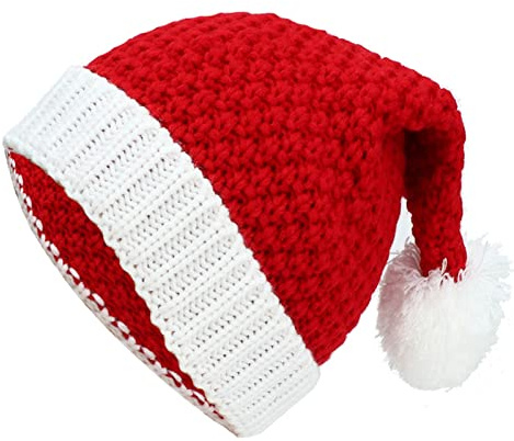 Weihnachtsmütze Gestrickte Nikolausmütze Weihnachtsfeier Rot Weihnachtsmann Mütze Elastische Weich Weihnachtsmütze für Erwachsene Weihnachten Santa Hut Winter Strickmütze Geschenke für Weihnachten