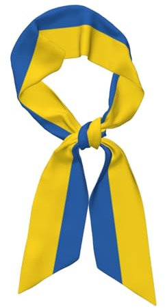 JEJEA Seidiger Halstuch, Motiv: Flagge der Ukraine, modisches seidiges Satin-Kopftuch für Damen, leichte Seide, anmutige Schals, Schwarz , One size