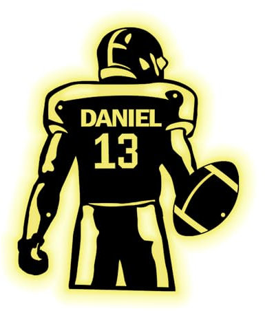 Personalisierte Fußball Metall Schild mit Led Licht, Fußball Name Neon Schild Wall Art, Personalisierte Name Fußball Lampe 16 Farben Light Up Football Players Name Schild für Geburtstag Weihnachten