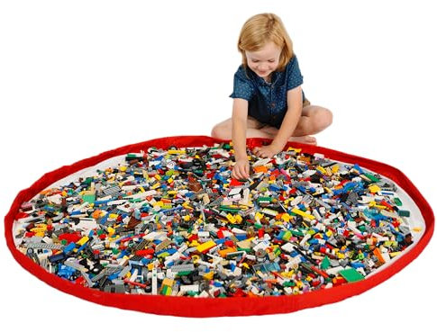 Play Pouch Brick Bag Ultimate All-in-1 Play Mat & Toy Storage Bag | Huge 55” Inner Interactive Play Space | Convenient | No-Mess Pack-Away | Portable Playtime Storage Solution | Ages 3+