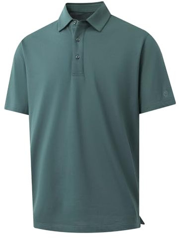 VEBOON Polo Shirts for Men Short Sleeve Cotton Blend Athletic Performance Classic Regular Fit Golf Shirts, Sea Moss, XL