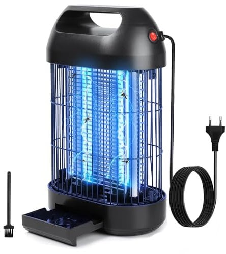 ROVLAK Lámpara Antimosquitos Eléctrica 14W con Doble Rejilla Electrificada 1500V Anti Mosquitos LED Luz Aatrapa Mosquitos UV 365nm Mata Mosquitos/Moscas Electrico Lampara para Interior/Exterior/Jardin