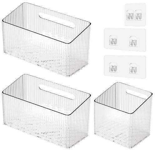 Keboyoe Pack of 3 Kitchen Cabinet Door Organiser Kitchen Cabinet Door Storage Box Self-Adhesive Wall Mounted Storage Box Cupboard / Bathroom / Fridge Small Items Organiser Storage Box