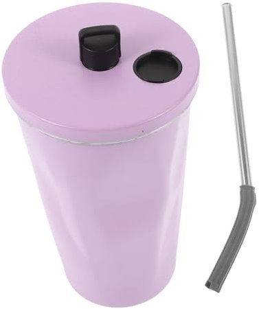 ULTECHNOVO Vaso Aislante De Acero Inoxidable Con Pajita Taza De Viaje Ligera y Práctica Para Bebidas Calientes y Frías Botella Portátil Fácil De Transportar Regalo Para Oficina y Picnic