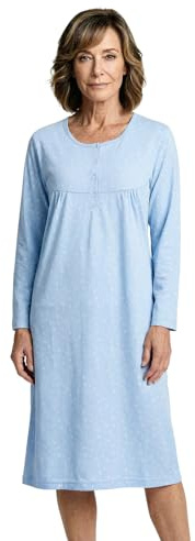 Zeitlos Nachthemd Damen Langarm Krista mit Gänseblümchen M-2XL Schlafshirt kleine Knopfleiste