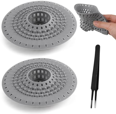 2 Stück Abflusssieb Silikon, 12,5 CM Silikon Abflusssieb mit Saugnapf, Flexibles Haarsieb Dusche, Universelles Haarfänger Dusche, Shower Drain Hair Catcher für Küche, Badewanne,Badezimmern,Wäschereien