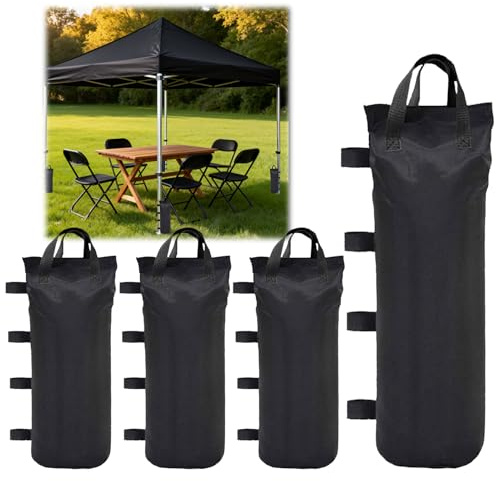 Sandsäcke für Pavillon 4er Set, 600D Oxford Gewichte zum Befüllen mit Klettverschluss, Pavillon Beschwerungstaschen für Garten, Strand und Camping Outdoor