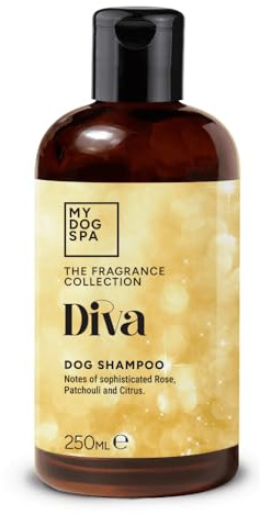My Dog Spa Pampering Dog Shampoo - Diva Scent with Notes of Rose, Patchouli & Citrus - pH Balanced and Paraben-Free - Gentle Formula For Frequent Use & All Coats - Vegan-Friendly - Made in the UK