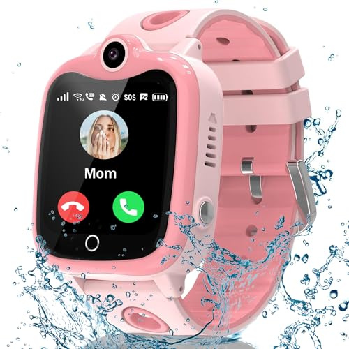 Kids Smart Watch Boys Girls, 4G Smart Watch for Kids Watch with Video Call GPS SOS Voice Chat Games School Mode Alarm Clock, KidsGPS Tracker Watch Phone Birthday Toy Gifts for 4-12 Years Old (Pink)