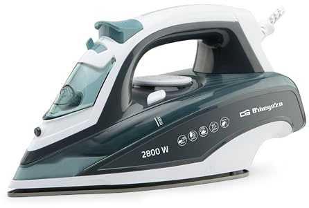 Plancha de vapor Orbegozo SV 2800, potencia 2800W, planchado: Normal-Vertical-En seco, suela con revestimiento cerámico.