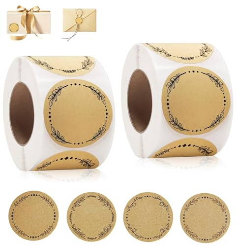 1000 Stück Aufkleber zum Beschriften, Kraft Etiketten Aufkleber 50,8 mm Marmeladen Etiketten Selbstklebend Runde Handmade Geschenkaufkleber für Geschenktüten Umschläge Marmeladenglas