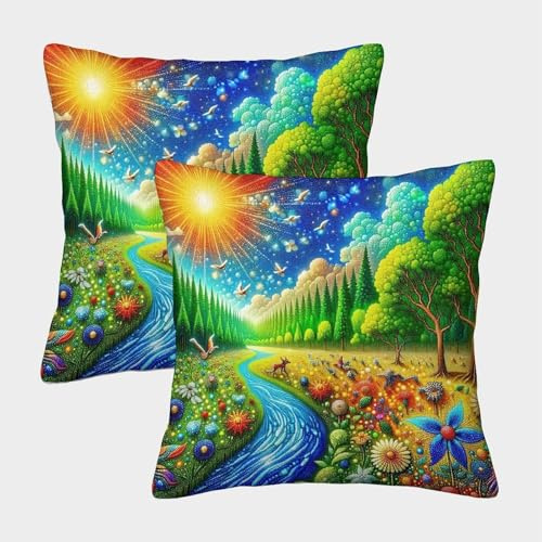 JLZBXCUER Jungle 3D-Druck Kissenhüllen Dekokissen Quadrat Kissenbezüge 2 Stück Für Sofa Wohnzimmer Zierkissen Geschenk 45x45cm
