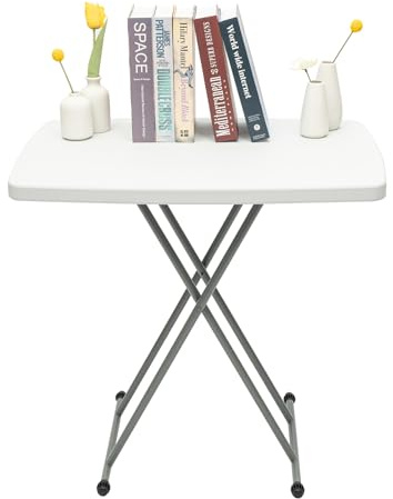 Shinpeed Klapptisch Klein Campingtisch Klappbar Tisch höhenverstellbar Balkontisch Esstisch Leicht und Tragbar 77 x 50cm, Weiß
