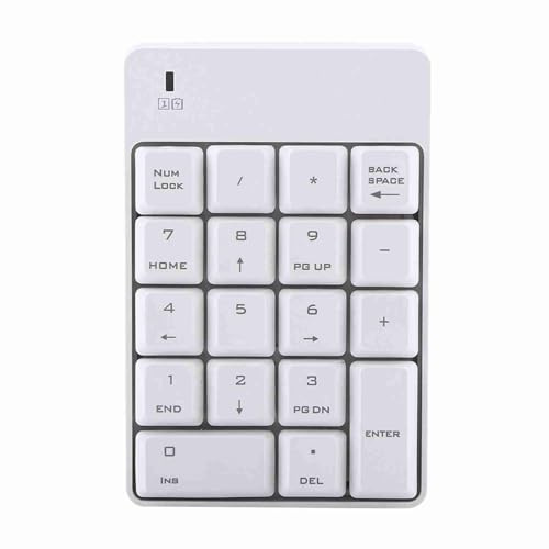 KKPLZZ 2.4GHz Wireless USB Numeric Keypad, 18 Keys Mini Digital Keyboard for Laptop PC, with Receiver for Notebook Users (White)