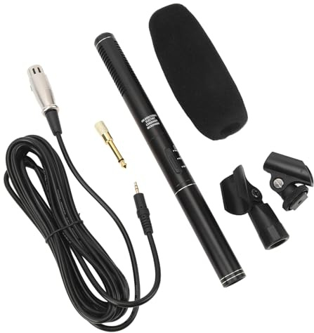 ZAICOLER Microfono Professionale a Condensatore per Fucile da Caccia XLR per Fotocamera DSLR, Mini Microfono per Fucile Ad Alta sensibilità con Guscio Interamente in Metallo, Ideale per Interviste a