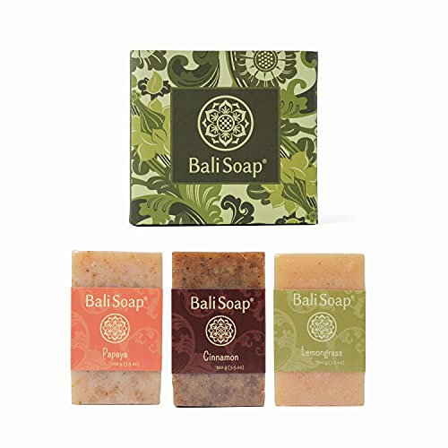 Bali Soap – Natürliche Seife Geschenkset, 3er Pack à 100 g – Papaya, Zimt & Zitronengras – Handgemachte Pflanzenölseife für Frauen, Männer & Jugendliche
