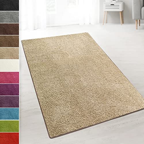 casa pura Shaggy Teppich Läufer Barcelona | weicher & Flauschiger Hochflor Wohnteppich für Wohnzimmer, Schlafzimmer, Kinkerzimmer, Flur mit Anti-Rutsch Unterseite | Meterware | 200x400cm | Beige