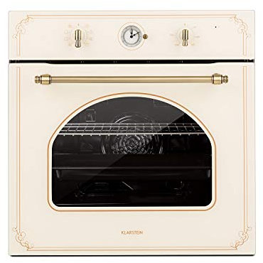 KLARSTEIN Victoria four encastré - four encastrable, four électrique encastrable, 9 fonctions, minuterie, 50-250°C, 70L, 10 positions pour plaques, porte amovible nettoyage facile, éclairage, ivoire