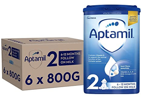 Aptamil 2 Follow On Baby Milk Powder, 6-12 Months, 800g (Pack of 6) - Packaging May Vary