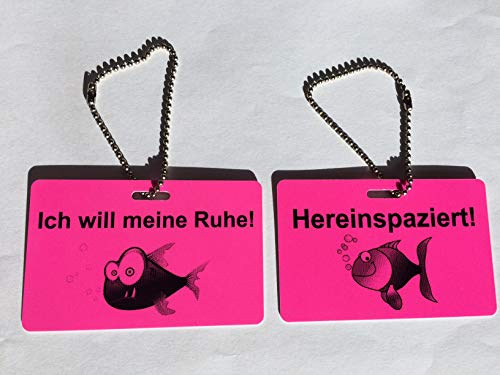 KaiserstuhlCard Magnete Türschild Ich Will Meine Ruhe Hereinspaziert Schild Anhänger Wendeschild Fisch Symbole (neon pink)