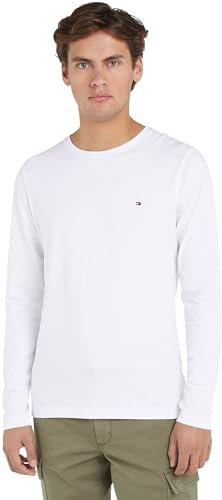 Tommy Hilfiger Men’s Slim Fit Stretch Cotton Long Sleeve Top, White (White), XS