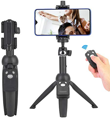Bluetooth Selfie Stick Handy Stativ, Leicht Reisestativ 23-100 cm Höhe Verstellbar 3 in 1 Dreibein Stativ Ständer Tragbar Monopod mit Handyhalterung, Bluetooth-Fernauslöse