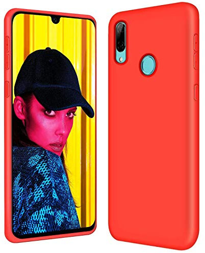 Verco Handyhülle für Huawei P Smart 2019 Hülle Silikon, Flex TPU Gel [weiches Innenfutter] Case für Huawei P Smart 2019 Schutzhülle Stoßfest, Rot