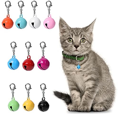 10 Stück Katzenhundehalsband Glocken, Jingle Bell für Katzenhalsband, Hundehalsband Charms,Bunte Haustier Kleine Glocken mit Verschlüssen,Haustierhalsband Zubehör,Festival Party DIY Basteln Dekoration