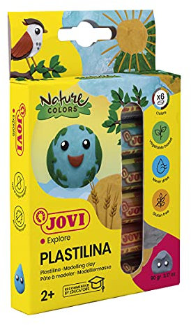 Jovi Plastilin, leicht formbare Modelliermasse für Kinder ab 2 Jahren, 6 Stangen je 15g, Naturfarben