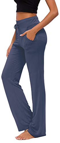 KESSER Yogahose Jogginghose Damen mit Taschen Freizeithose Straight Leg Modal Sporthose Kordelzug Damenmode Culotte Lounge Running Lang Frauen Hose Navy XXL