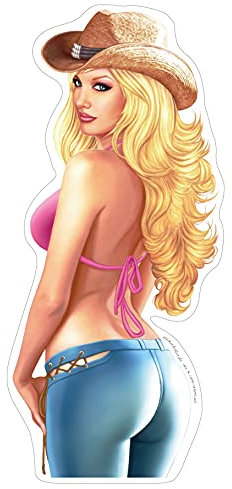 Aufkleber Pin-Up Cowgirl ca. 17x7 cmSticker Motorrad Moped