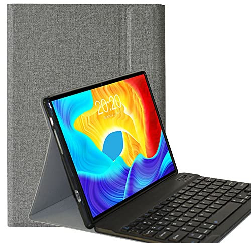 YHFZR Tastiera Custodia per Teclast P20HD /Teclast M40 - QWERTY Ultra Sottile PU Custodia con Supporto con Cover Tastiera Rimovibile Wireless Keyboard per Teclast P20HD /Teclast M40, Grigio