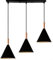 E27 Lámparas Colgantes 3 Luces Lamparas de Techo Metal para Bombilla LED Pantallas de Lamparas Ø19 cm Iluminación Colgante 60W 220V (Negro)