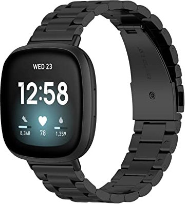ToVioc Armband Kompatibel mit Fitbit Versa 3 / Fitbit Sense, Herren & Damen Rostfreier Edelstahl Ersatzband für Fitbit Sense/Fitbit Versa 3 - Schwarz