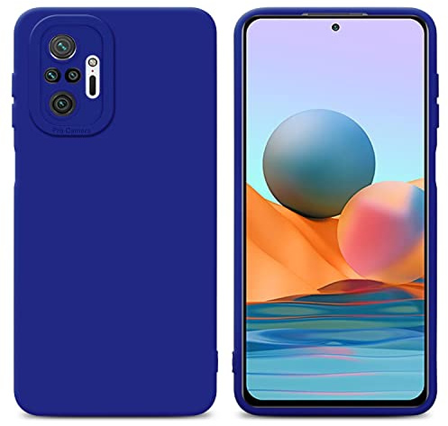 Cadorabo Hülle kompatibel mit Xiaomi RedMi NOTE 10 PRO Schutzhülle TPU Silikon Case Liquid Design mit Kameraschutz Slim Kratzfest Gummi mit Rundumschutz Case Hülle für Xiaomi RedMi NOTE 10 PRO in Blau
