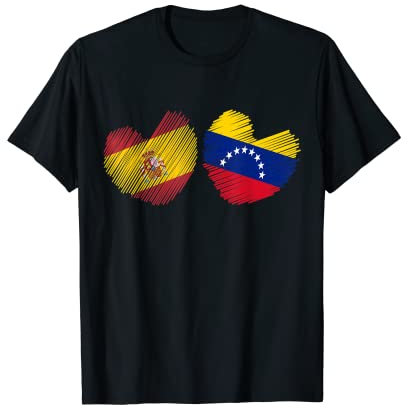 Bandera de Venezuela España Corazón de España Bandera Venezolana Corazón Camiseta