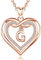 AEONSLOVE Buchstaben Kette Kupfer Rosegold Herz Buchstaben Anhänger Halskette mit Namen G Namenskette Damen Frauen Mädchen Initialen Alphabet Schmuck Geschenk
