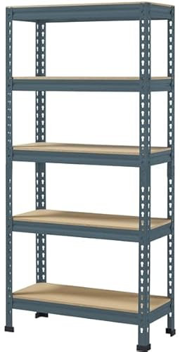 Abician Étagère de Rangement sans Vis à 5 Niveaux Rangement Garage Cadre en Métal Planches MDF Organisateur Entrepôt Magasin Maison 70 × 30 × 150 cm Bleu Neptune