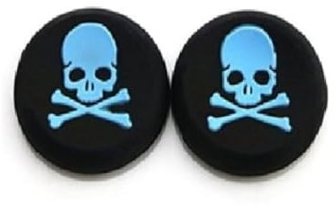 Lot de 2 capuchons en silicone pour manette de PS3, PS4, Xbox 360, Xbox One et Xbox Series X S Motif crânes Bleu