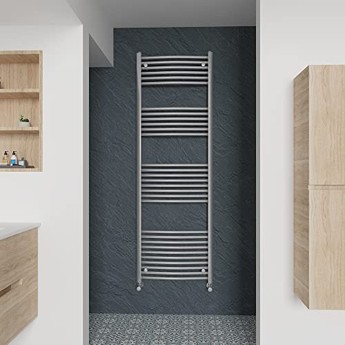 Warmehaus Curved Heated Towel Rail Chrome Bathroom Ladder Style Radiator Central Heating 1800x600mm