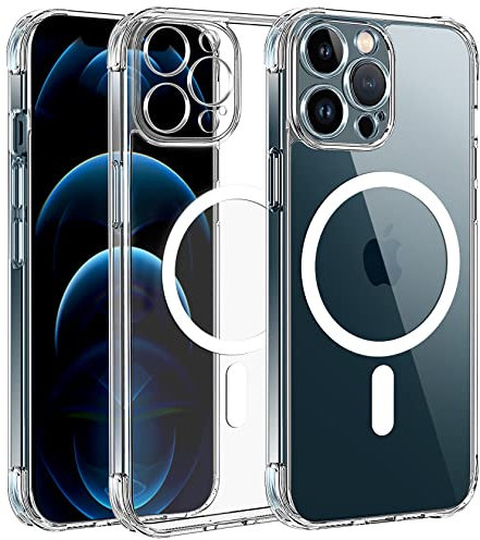 Qasyfanc Hybrid Magnet Hülle Kompatibel mit iPhone 12 Pro KameraschutzHülle, Kompatibel mit MagSafe Magnetisch für Dünn Transparent Militärschutz Hülle iPhone 12 Pro Case, Klar