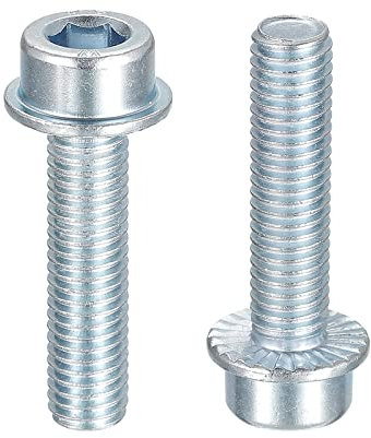sourcing map Lot de 20 vis à tête bombée M10 x 40 mm en acier au carbone de qualité 8.8 à tête hexagonale dentelée