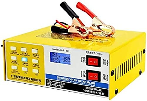 Car Battery Charger 12V/24V Intelligent Pulse Repair Protection, Suitable For Capacity 60AH-200AH Water Battery, Dry Battery, Lead Acid Battery, Maintenance Free Battery,Constructive23