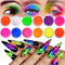 Neon Pigment Powder for Nails Eyeshadow - 12 Colors Fluorescent Neon Rainbow Smoke Nails