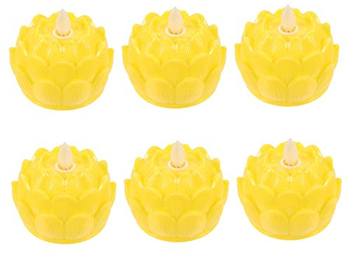 OSALADI 6st Lotus-kerzenlicht Decoraciones para Sala De Casa Flammenloses Flackern Led Kerzenhalter Dekoration Tibetisches Teelicht Romantisches Hochzeitslicht Mini Buddha-Lampe Plastik