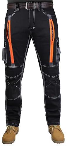 RAK SPORTSWEAR Mens Work Trousers Cargo Trousers Work Pants Multi Pockets Knee Pad Cordura Pockets Workwear