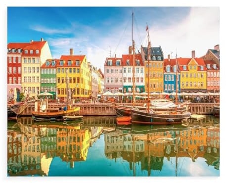 Jigsaw Puzzle 1000 Pieces,Nyhavn Copenhagen,Kids Art For Adults Children Games Educational Toys(75x50cm）-68