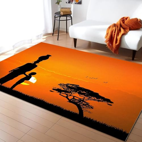 okoikfc Afrikanischer Stamm Teppich 100 x 150 cm 3D Afrikanischer Stamm Teppich Wohnzimmer, Teppiche für Kinderzimmer Schlafzimmer Deko Antirutschmatte Carpet Matte K766