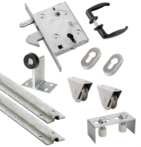 Kit complet portail coulissant roue acier gorge U en applique Ø80x20mm + rail 6m ESTEBRO