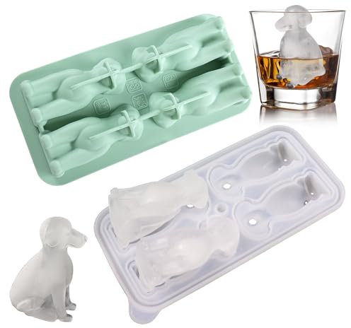 Moule à glaçons en forme de chien labrador, moule à glaçons en silicone pour 4 boules de glace en forme de chien mignon pour whisky, cocktails, café glacé